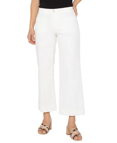 Liverpool Los Angeles Corduroy Crop Wide Leg Pants In White