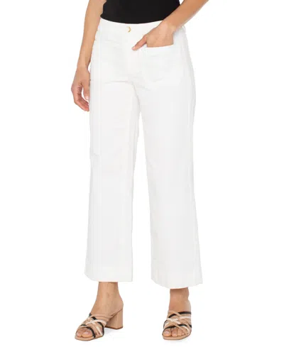 Liverpool Los Angeles Corduroy Crop Wide Leg Pants In White