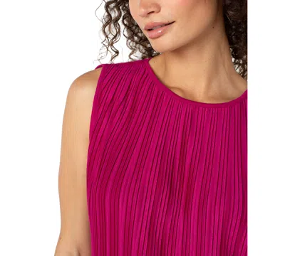 Liverpool Los Angeles Women's Crewneck Sleeveless Pleated Knit Top In Pink