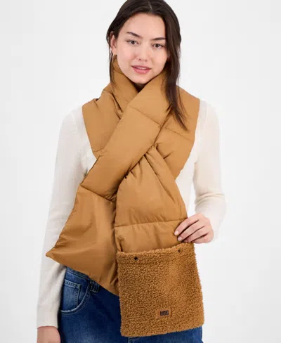 Ugg Fluff Packable Puffed Scarf In Brown
