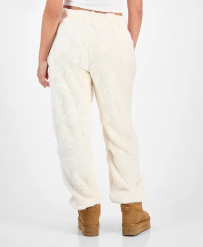 Rebelious One Rebellious One Juniors' Embossed Sherpa Jogger Pants In White