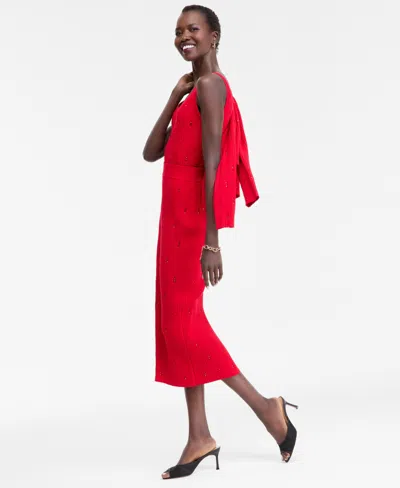 Inc International Concepts Women's Embellished Sweater Skirt, Macy's Exclusive In Red