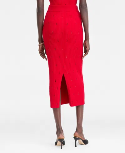 Inc International Concepts Women's Embellished Sweater Skirt, Macy's Exclusive In Red