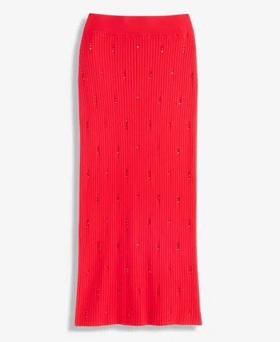 Inc International Concepts Women's Embellished Sweater Skirt, Macy's Exclusive In Red