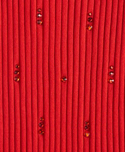 Inc International Concepts I.n.c. International Concept Women's Embellished Sweater Tank Top, Macy's Exclusive In Red