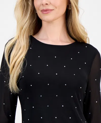 Inc International Concepts Petite Embellished Mesh Top, Macy's Exclusive In Animal Print