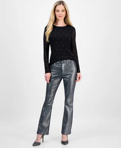 Inc International Concepts Petite Embellished Mesh Top, Macy's Exclusive In Animal Print