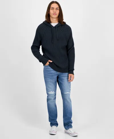 Sun + Stone Men's Ribbed Hooded Sweater, Created For Macy's In Multi