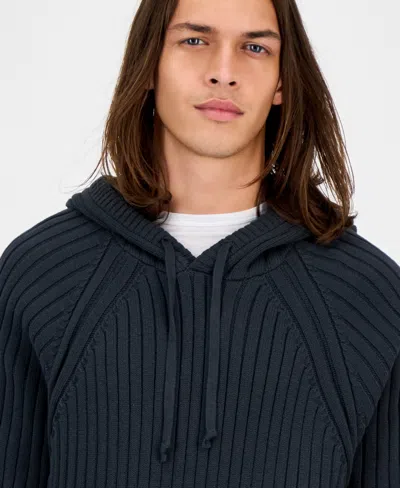 Sun + Stone Men's Ribbed Hooded Sweater, Created For Macy's In Multi