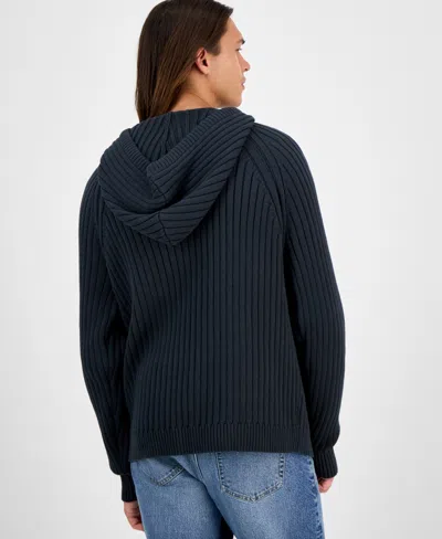 Sun + Stone Men's Ribbed Hooded Sweater, Created For Macy's In Multi