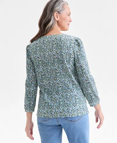 Style & Co Petite Floral-print Scoop-neck Top, Macy's Exclusive In Multi