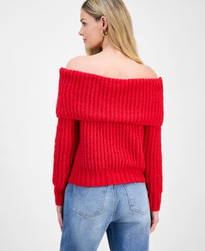 Inc International Concepts Petite Lofty Off-the-shoulder Sweater, Macy's Exclusive In Red