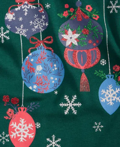 Holiday Lane Women's Ornaments Long-sleeve Top, Macy's Exclusive In Green