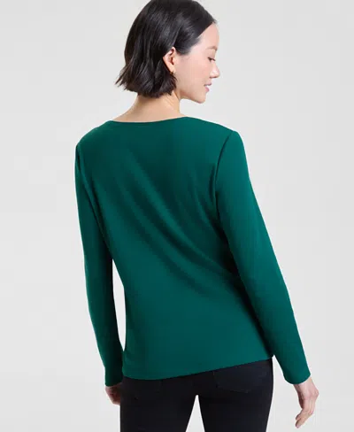 Holiday Lane Women's Festive Moment Long-sleeve Top, Macy's Exclusive In Green