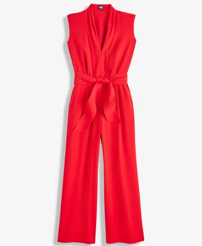 Inc International Concepts Women's Sleeveless Shawl-collar Jumpsuit, Macy's Exclusive In Red