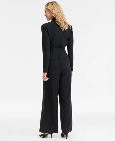 Inc International Concepts Women's Long-sleeve Tie-belt Jumpsuit, Macy's Exclusive In Black