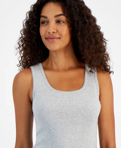 Charter Club Women's Cotton Pointelle Tank Top, Created For Macy's In Gray
