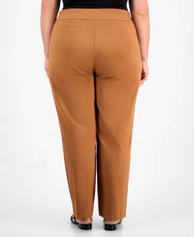Jm Collection Plus Size Side-sequin Cambridge Pants, Macy's Exclusive In Brown