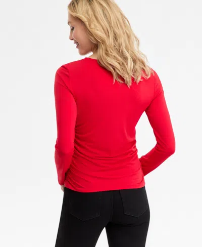 Inc International Concepts Women's Twist Keyhole Ruched Top, Macy's Exclusive In Red