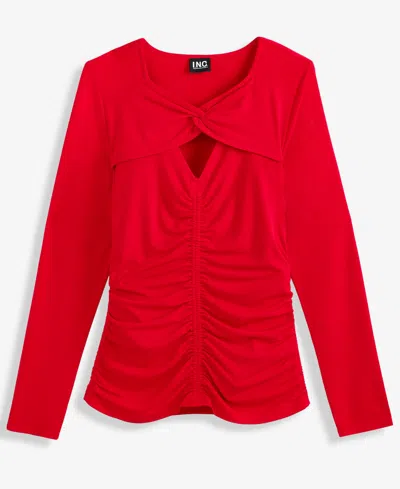 Inc International Concepts Women's Twist Keyhole Ruched Top, Macy's Exclusive In Red