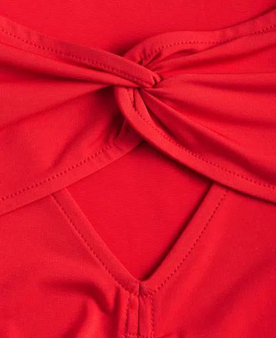 Inc International Concepts Women's Twist Keyhole Ruched Top, Macy's Exclusive In Red