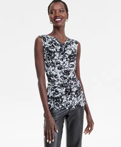 Inc International Concepts Women's Printed Sleeveless Tank Top, Macy's Exclusive In Black