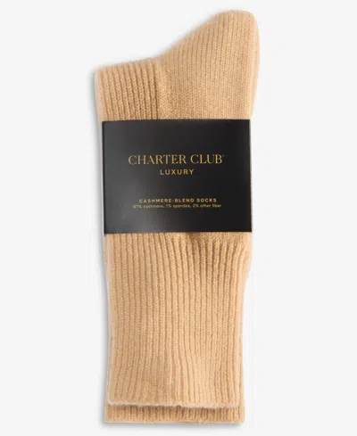 Charter Club Women's 100% Cashmere Solid Socks, Macy's Exclusive In Brown