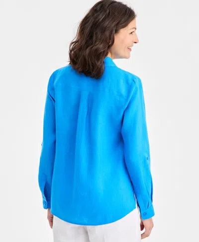 Charter Club Women's 100% Linen Shirt, Created For Macy's In Black