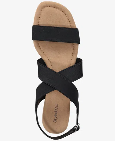 Style & Co Women's Vonniie Round Toe Wedge Sandals, Macy's Exclusive In Black