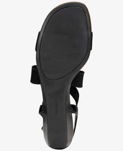 Style & Co Women's Vonniie Round Toe Wedge Sandals, Macy's Exclusive In Black