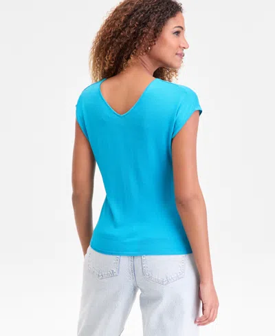 Inc International Concepts Women's Cap-sleeve Sweater, Macy's Exclusive In Blue