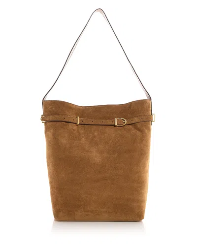 Madewell The Belted Suede Satchel Bag In Brown