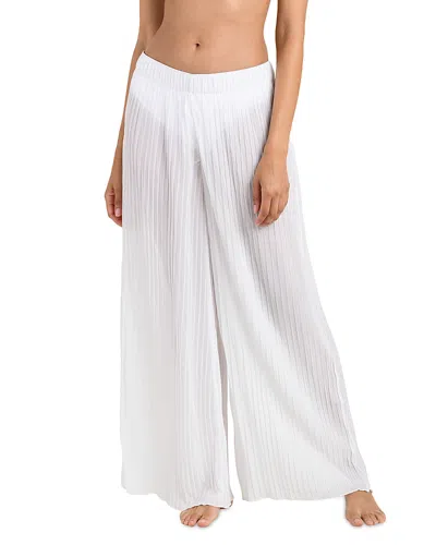 La Blanca Sunbeams Pleated Wide Leg Swim Cover-up Pants In White