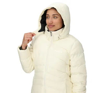 Marmot Montreaux 700 Fill Power Down Hooded Coat With Faux Fur Trim In Papyrus