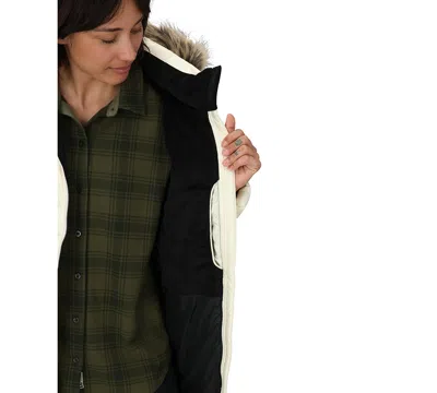 Marmot Montreaux 700 Fill Power Down Hooded Coat With Faux Fur Trim In Papyrus