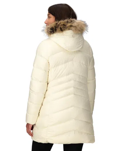 Marmot Montreaux 700 Fill Power Down Hooded Coat With Faux Fur Trim In Papyrus