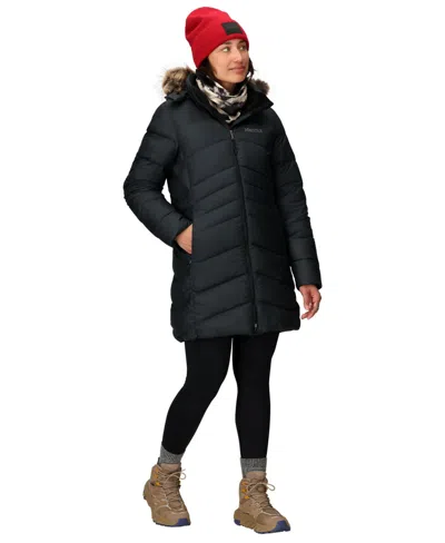 Marmot Women's Montreal Hooded Faux-fur-trim Coat In Black