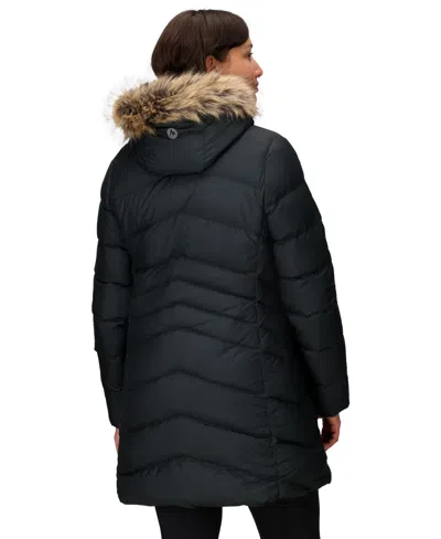 Marmot Women's Montreal Hooded Faux-fur-trim Coat In Black