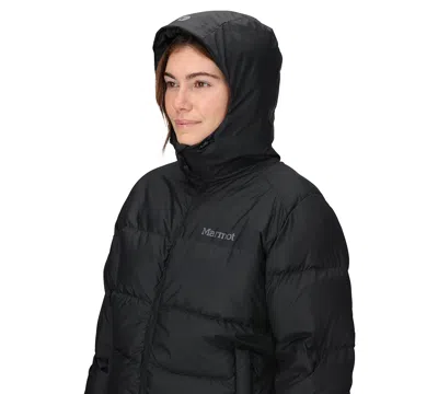 Marmot Women's Guides Big-baffled Puffer Hooded Jacket In Black