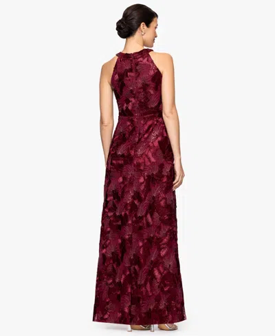 Betsy & Adam Petite Sleeveless Floral Sequin Sheath Gown In Burgundy