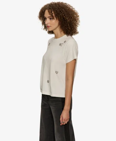 Sanctuary Floral Crystal Embellished Organic Cotton T-shirt In Neutral