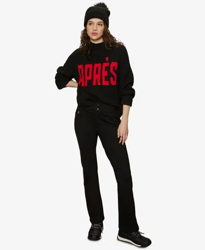 Sanctuary Women's Apres Intarsia High Mock F. Logo Sweater In Black