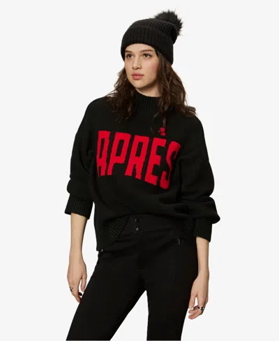 Sanctuary Women's Apres Intarsia High Mock F. Logo Sweater In Black