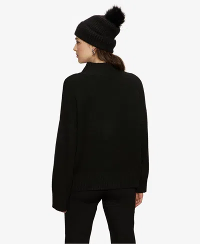 Sanctuary Women's Apres Intarsia High Mock F. Logo Sweater In Black