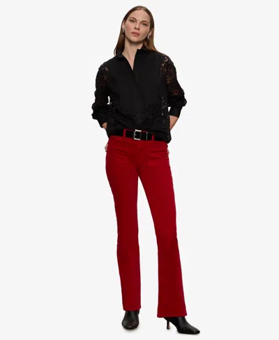 Sanctuary Women's Velveteen Brook Bootcut Stretch Pants In Red