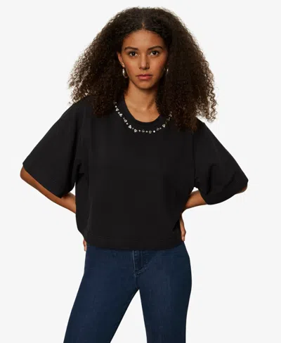 Sanctuary Women's Embellished Semi Crop Short-sleeve T-shirt In Black