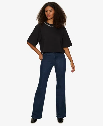 Sanctuary Women's Embellished Semi Crop Short-sleeve T-shirt In Black