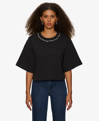 Sanctuary Women's Embellished Semi Crop Short-sleeve T-shirt In Black