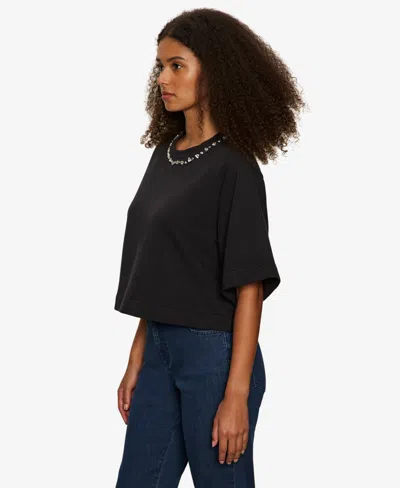 Sanctuary Women's Embellished Semi Crop Short-sleeve T-shirt In Black