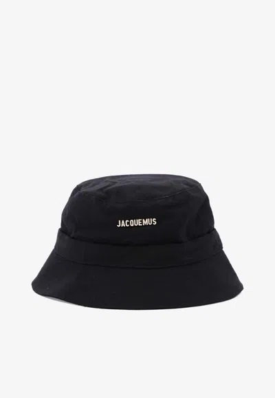 Jacquemus Gadjo Knotted Bucket Hat In Black